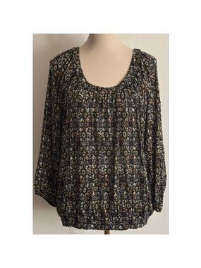 Women's Eliane Rose Green & Blue Floral Blouse, Size L